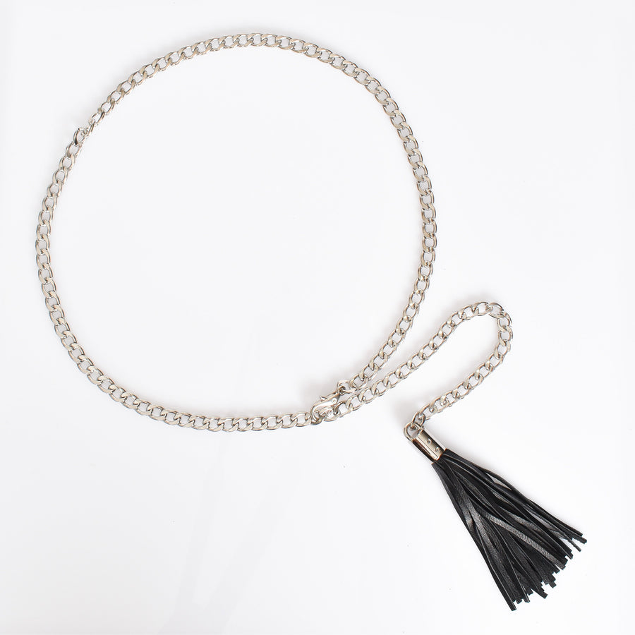 Chain and Leather Tassel belt (4513811824694)