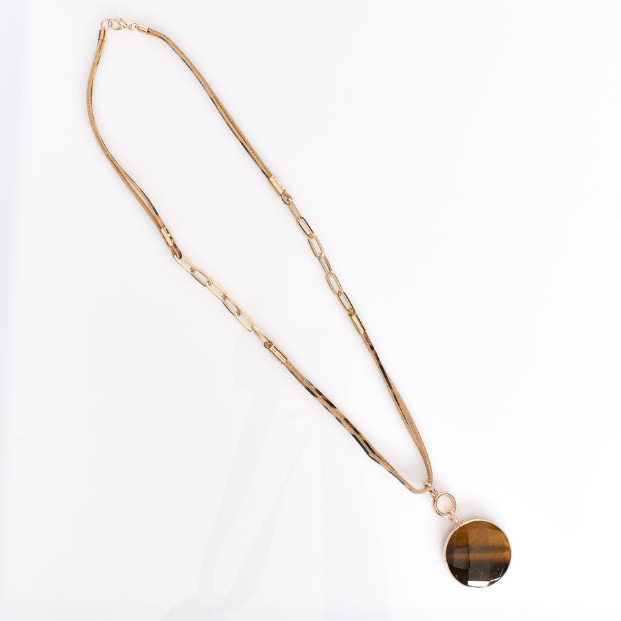 TIGERS EYE PENDANT NECKLACE (4848820158518)