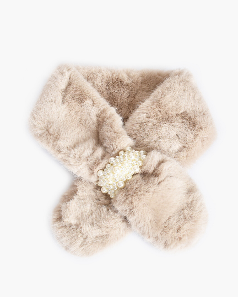 Madonna faux fur pearl detail stole (4595650101302)